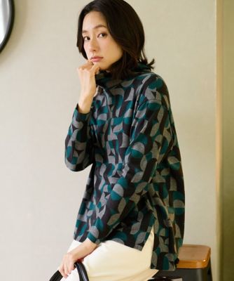 ＜GEORGES RECH　(Women)＞［日本製］起毛ジャカードハイネックプルオーバー