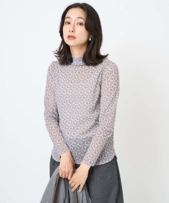 ＜GEORGES RECH　(Women)＞［日本製］シアーボトルネックロゴカットソー