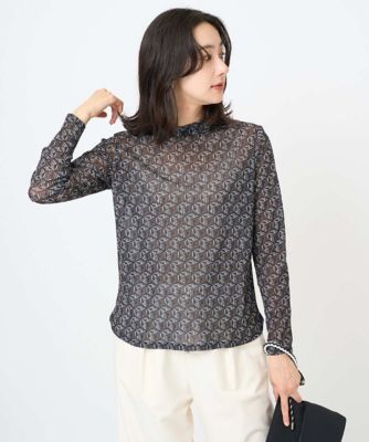 GEORGES RECH (Women)/ジョルジュ レッシュ [日本製]シアーボトルネックロゴカットソー 94ブラック系 トップス【三越伊勢丹/公式】