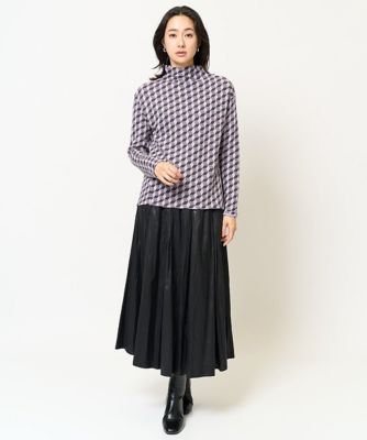 ［日本製］幾何ジャガードボトルネックカットソー