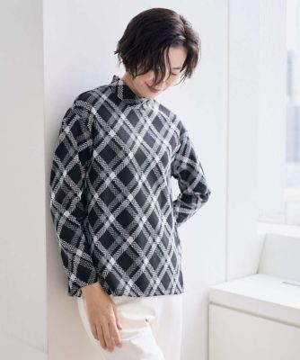 へリンボンラインジャカードハイネックカットソー | GEORGES RECH