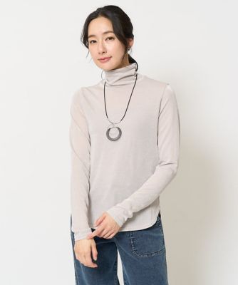 GEORGES RECH　(Women)/ジョルジュ　レッシュ [日本製]シャイニー天竺シアーハイネックカットソー