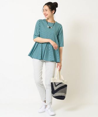 日本製］ボーダーペプラム5分袖カットソー | GEORGES RECH (Women