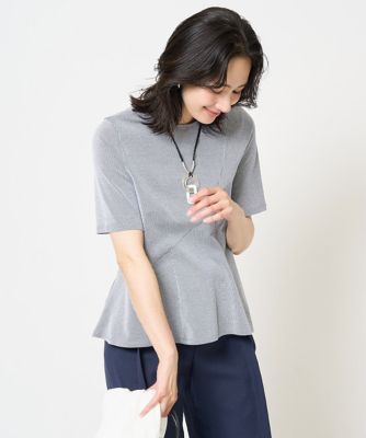 GEORGES RECH　(Women)/ジョルジュ　レッシュ ピケストライプジャージーフレアカットソー