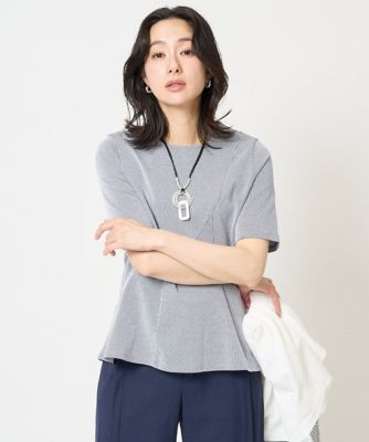 ピケストライプジャージーフレアカットソー