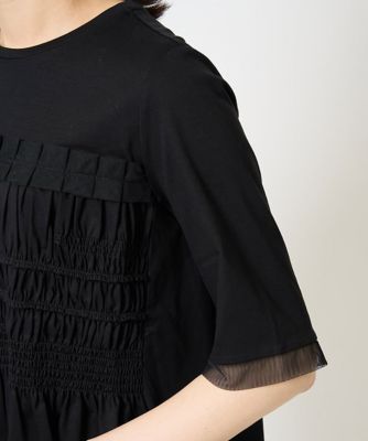 ES RECH / ジョルジュ・レッシュ [接触冷感]チュールビスチェ風5分袖カットソー フレンチスリーブチュールカットソー | GEORGES RECH (Women