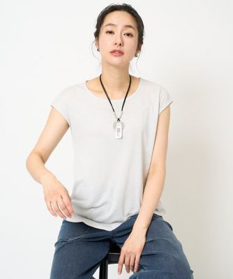 ［日本製］ラメフレンチスリーブジャージーカットソー