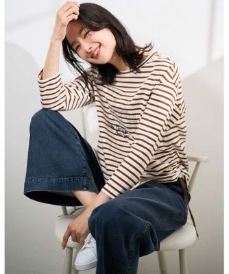 ＜GEORGES RECH　(Women)＞ドロストアシンメトリーボーダーカットソー