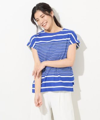 ＜GEORGES RECH　(Women)＞カノコパネルボーダーフレンチスリーブプルオーバー