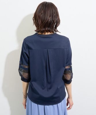 ［接触冷感］ドライコットンオーガンジー切替カットソー