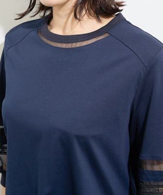 ［接触冷感］ドライコットンオーガンジー切替カットソー