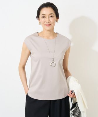 ＜GEORGES RECH　(Women)＞［接触冷感］ラウンドヘムフレンチスリーブカットソー