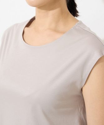［接触冷感］ラウンドヘムフレンチスリーブカットソー