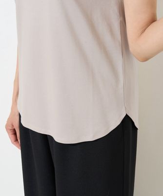 ［接触冷感］ラウンドヘムフレンチスリーブカットソー