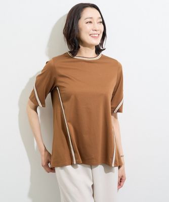＜GEORGES RECH　(Women)＞［接触冷感］ボーダーリブバックフレアカットソー