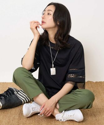チュールエンブロイダリー６分袖カットソー