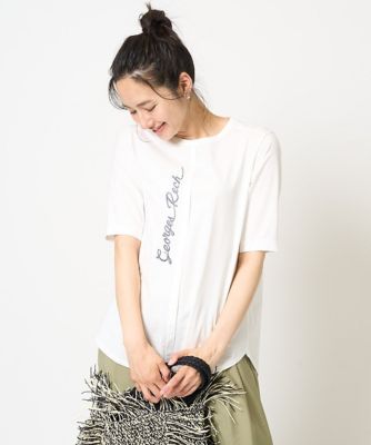 ＜GEORGES RECH　(Women)＞シルケット天竺ラウンドヘムロゴカットソー