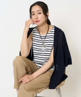 ＜GEORGES RECH　(Women)＞［日本製］マルチボーダーラメタンクトップ