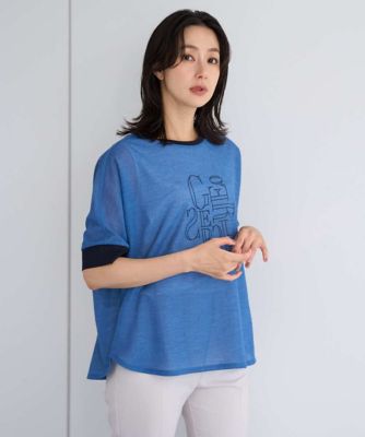 GEORGES RECH　(Women)/ジョルジュ　レッシュ シアーポンチョロゴカットソー