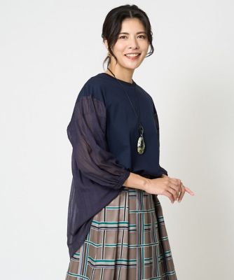［接触冷感］ドライコットンボリュームスリーブ７分袖プルオーバー