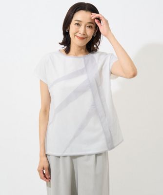 ES RECH / ジョルジュ・レッシュ [接触冷感]チュールビスチェ風5分袖カットソー フレンチスリーブチュールカットソー | GEORGES RECH (Women