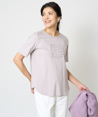 ＜GEORGES RECH　(Women)＞［接触冷感］ロゴ刺繍スパンコールＡラインカットソー