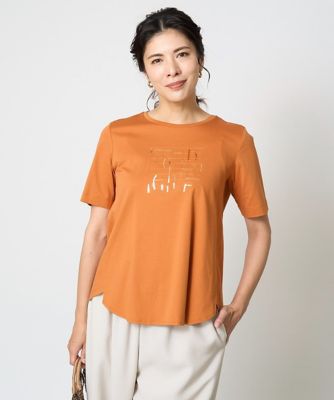 ［接触冷感］ロゴ刺繍スパンコールＡラインカットソー