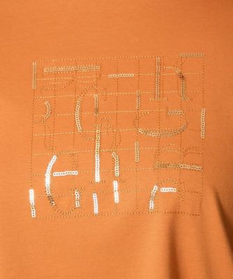 ［接触冷感］ロゴ刺繍スパンコールＡラインカットソー
