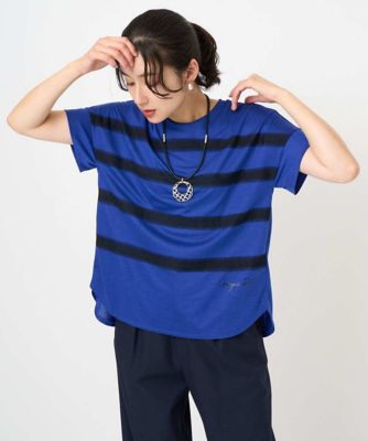 【SALE】GEORGES RECH (Women)/ジョルジュ レッシュ [接触冷感]スーパークールチュールボーダーカットソー ブルー55 トップス【三越伊勢丹/公式】