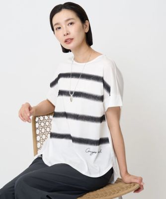 【SALE】GEORGES RECH (Women)/ジョルジュ レッシュ [接触冷感]スーパークールチュールボーダーカットソー ホワイト90 トップス【三越伊勢丹/公式】