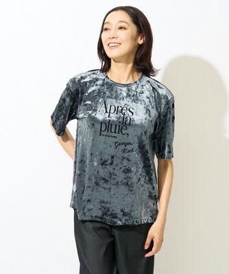 GEORGES RECH　(Women)/ジョルジュ　レッシュ クラッシュベロアロゴ5分袖カットソー