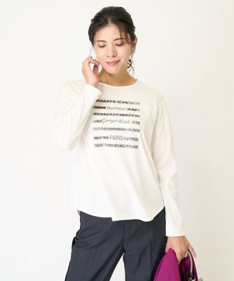 スパンコールロゴ刺繍カットソー