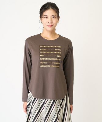 スパンコールロゴ刺繍カットソー