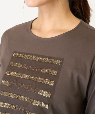 スパンコールロゴ刺繍カットソー