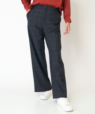 ［日本製］両面起毛ラメチェックワイドストレートパンツ