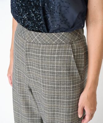 ［日本製］両面起毛ラメチェックワイドストレートパンツ