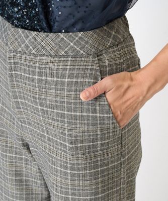 ［日本製］両面起毛ラメチェックワイドストレートパンツ