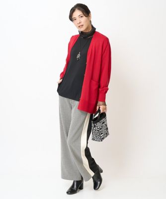 ［日本製］ドビーハウンドトゥース微起毛ワイドストレートパンツ