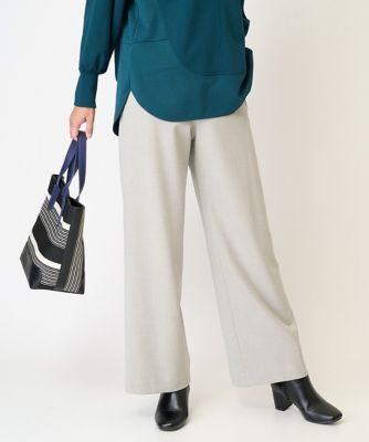 ［日本製］裏起毛ピンヘッドストレートワイドパンツ