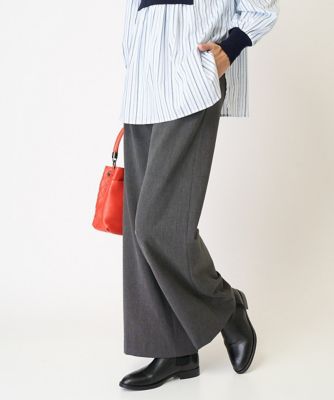 ［日本製］裏起毛ピンヘッドストレートワイドパンツ