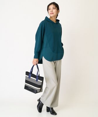 ［日本製］裏起毛ピンヘッドストレートワイドパンツ