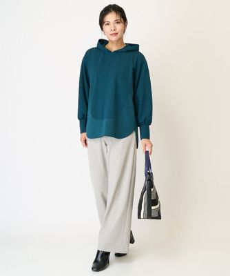 ［日本製］裏起毛ピンヘッドストレートワイドパンツ