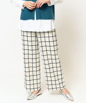 GEORGES RECH　(Women)/ジョルジュ　レッシュ [日本製]ウィンドペンチェックワイドストレートパンツ