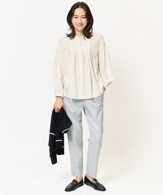 ［日本製］裏起毛センタープレスストレッチテーパードパンツ