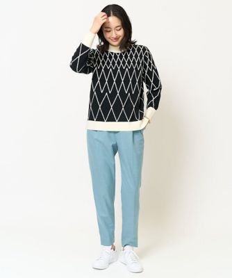 ［日本製］裏起毛センタープレスストレッチテーパードパンツ