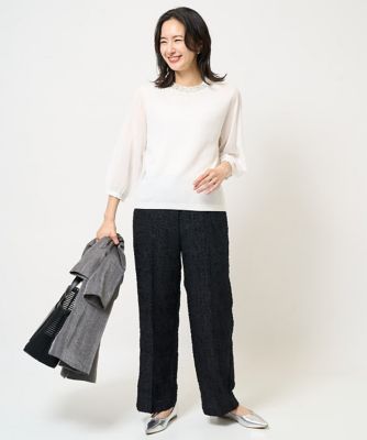 ［日本製］フェザージャガードワイドパンツ