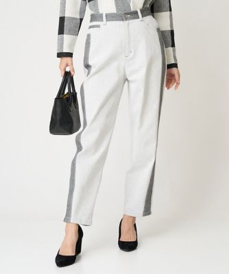 ＜GEORGES RECH　(Women)＞サイドラインホワイトデニムテーパードパンツ