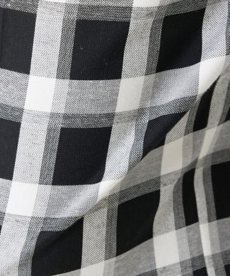［日本製］ブロックチェックハイウエストタックワイドパンツ