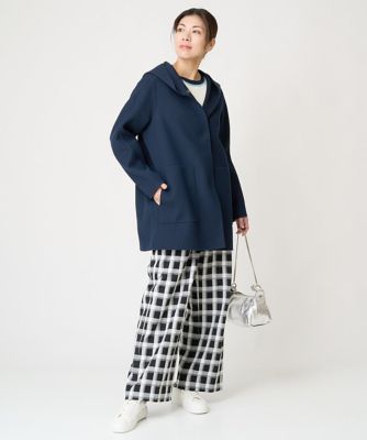 ［日本製］ブロックチェックハイウエストタックワイドパンツ