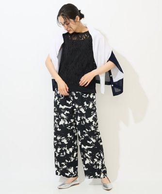 ［日本製］ブラッシュパターンワイドストレートパンツ